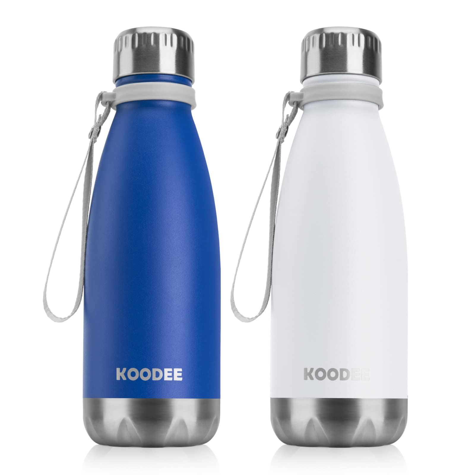 koodee Kids Water Bottle 2 Pack 12 oz Stainless Steel Double Wall Vacuum Insulated Water Bottle for School, Cola Shape Leak Proo