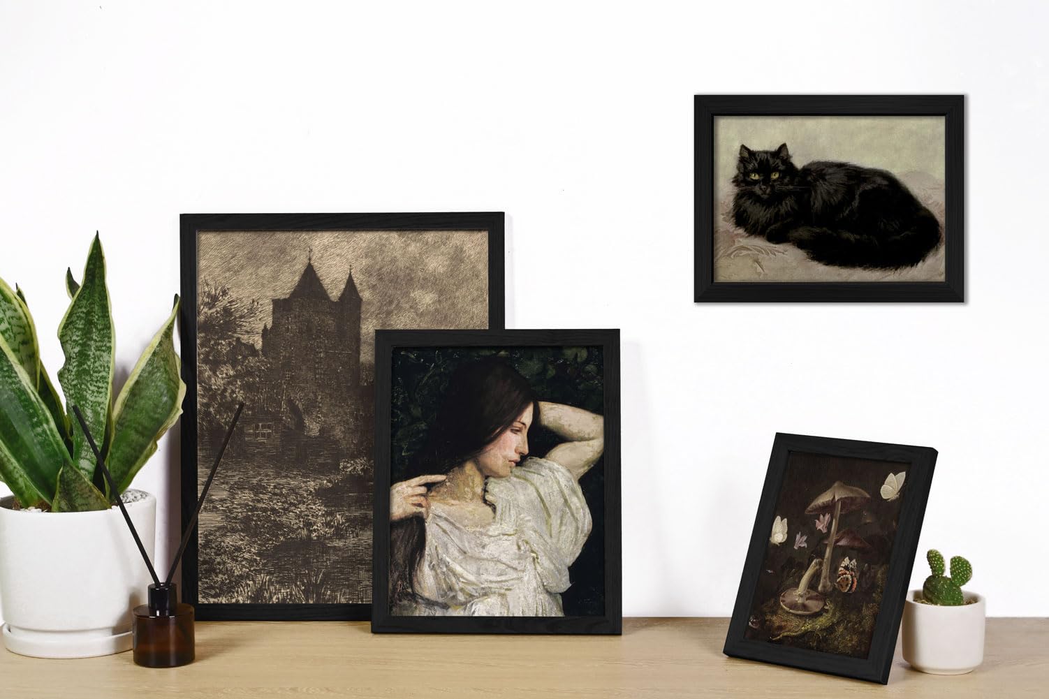 Anerza 16 Pcs Framed Dark Academia Room Decor, Gothic Home Decor, Moody Wall Art Prints For Bedroom, Gallery Wall Frame Set, Wit