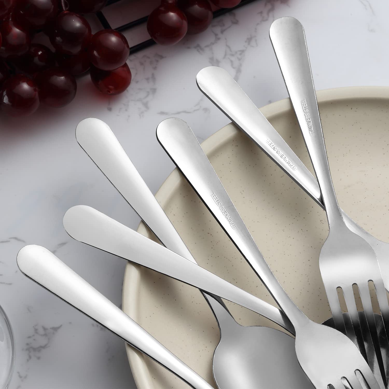 24-Piece Forks And Spoons Silverware Set, Unokit Food Grade Stainless Steel Flatware Cutlery Set For Home, Kitchen And Restauran