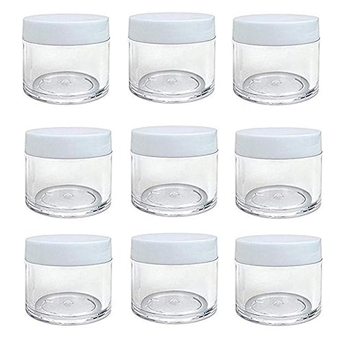 ericotry 12PCS 30g 30ml/1oz Refillable Plastic Round Clear Jars with Screw Cap Lid Empty Cosmetic Jars Lot Containers for Makeup Eye Shadow Nails Powder Handmade Lip Scrubs (White Lid)