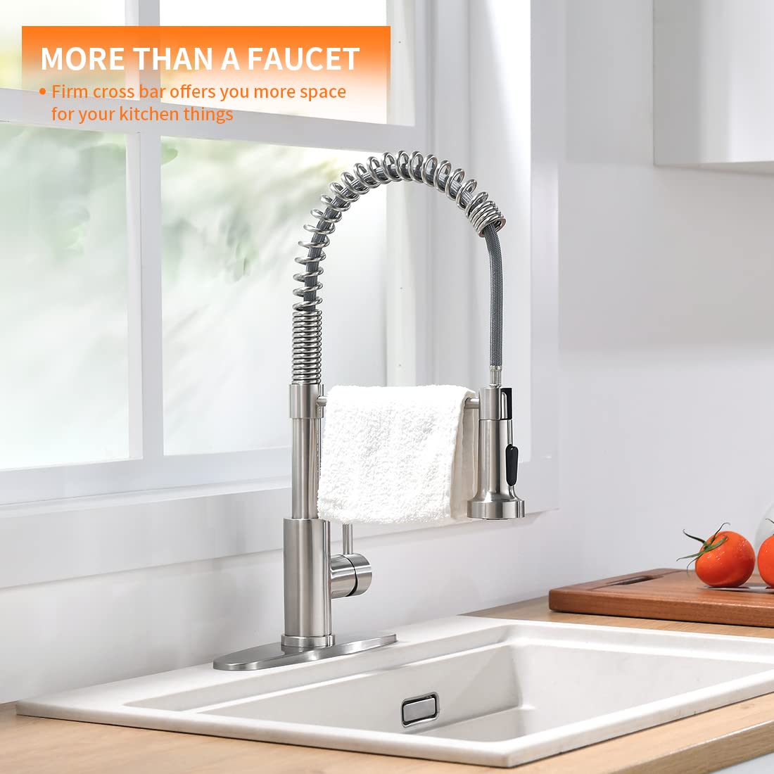 Owofan Kitchen Faucet With Pull Down Sprayer Brushed Nickel Stainless Steel Single Handle Pull Out Spring Sink Faucets 1 Hole Or