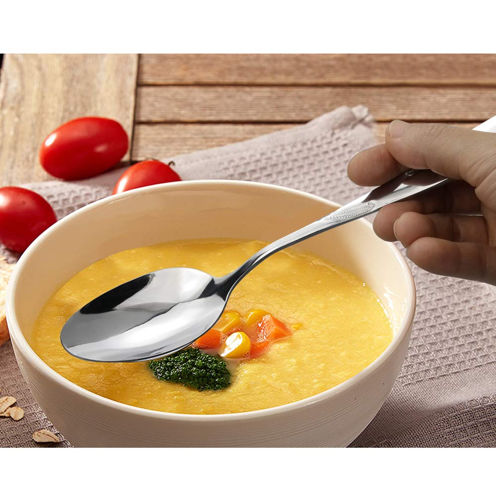 Nicesh 16-Piece Stainless Steel Dinner Spoons, 8.19-Inch