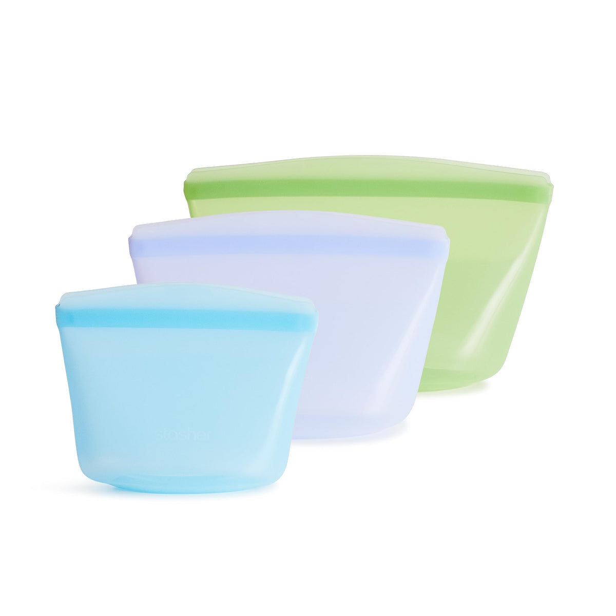Stasher Premium Silicone Reusable Food Storage Bags, 3-Pack, Multi | Multi-Use Food Storage Bags, Lunch Bag, Travel Containers |