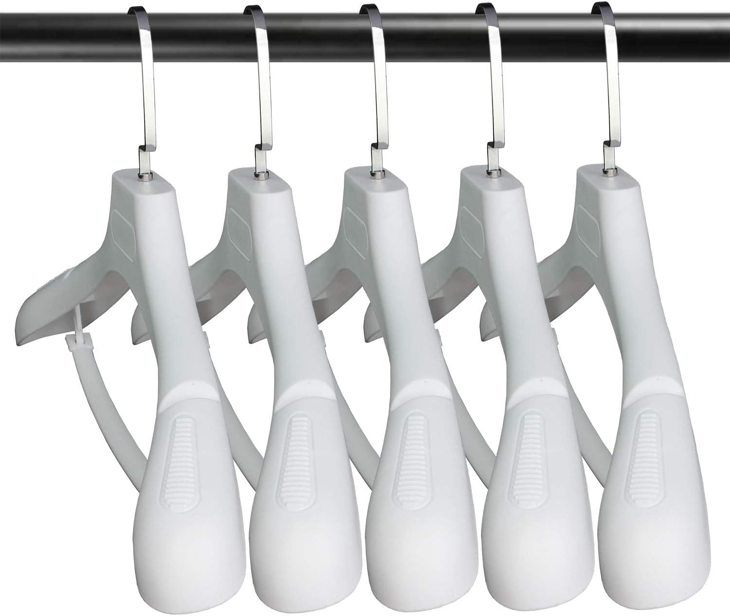 Dedu Suit Hangers For Men 10 Pack, Extra Wide Hangers Non Slip Width 17.7'', White Coat Hangers Thick Plastic With Pants Bar 360
