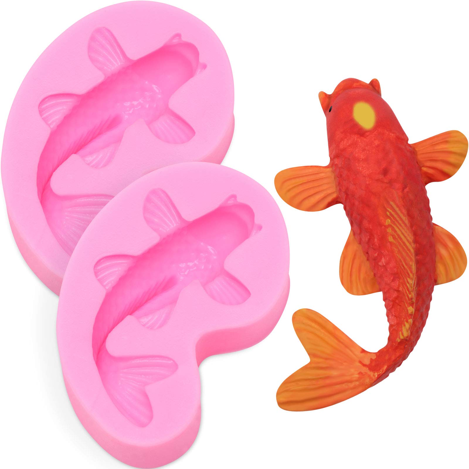 2 Pieces Koi Fish Silicone Mold Fish Candy Fondant Mold Small Size Fish Shaped Chocolate Baking Mold Tool For Cake Cupcake Decor
