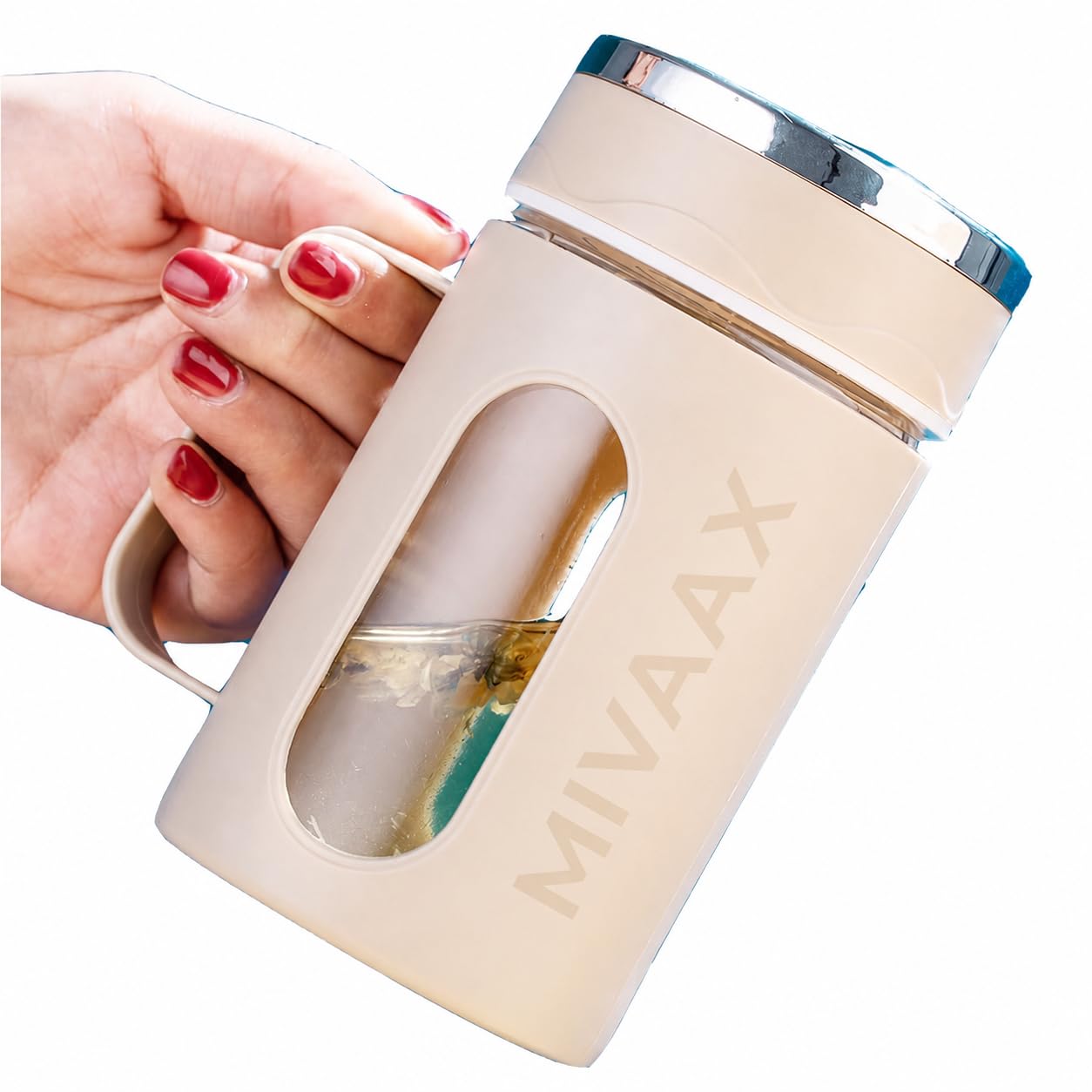 Mivaax Best Qualityof New Pack Of 1 DoubleWall 500Ml Glass Tea Mug With Lid And Handle  Portable HeatResistant Travel Tumbler
