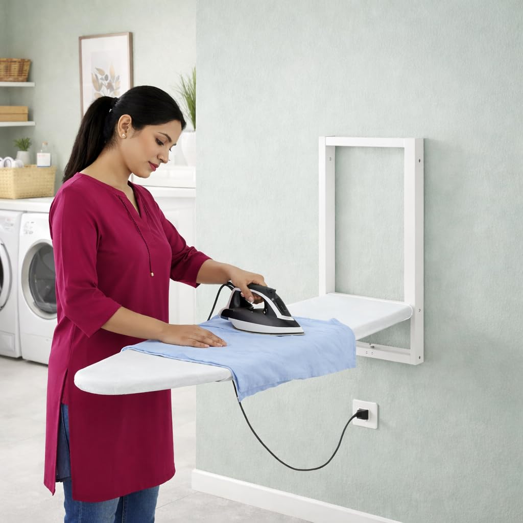 Jaimini Home Foldable Wall Mounted Ironing Board | Space Saving Iron Table | Heavy Duty Frame, Smooth Ironing Surface, Easy Rele