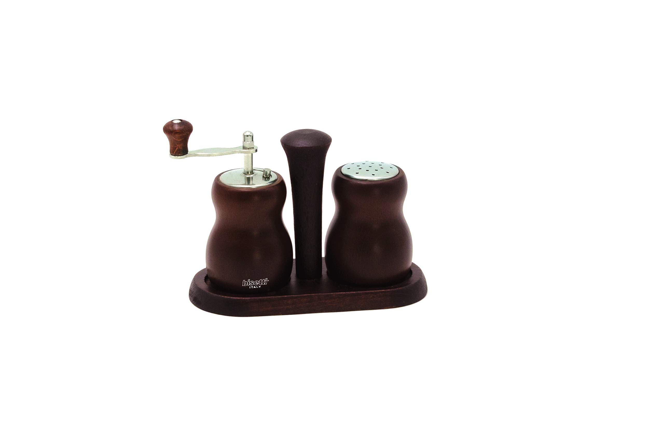 Bisetti Cuneo Wood Pepper Mill And Salt Shaker Set, 3.94-Inch, Walnut