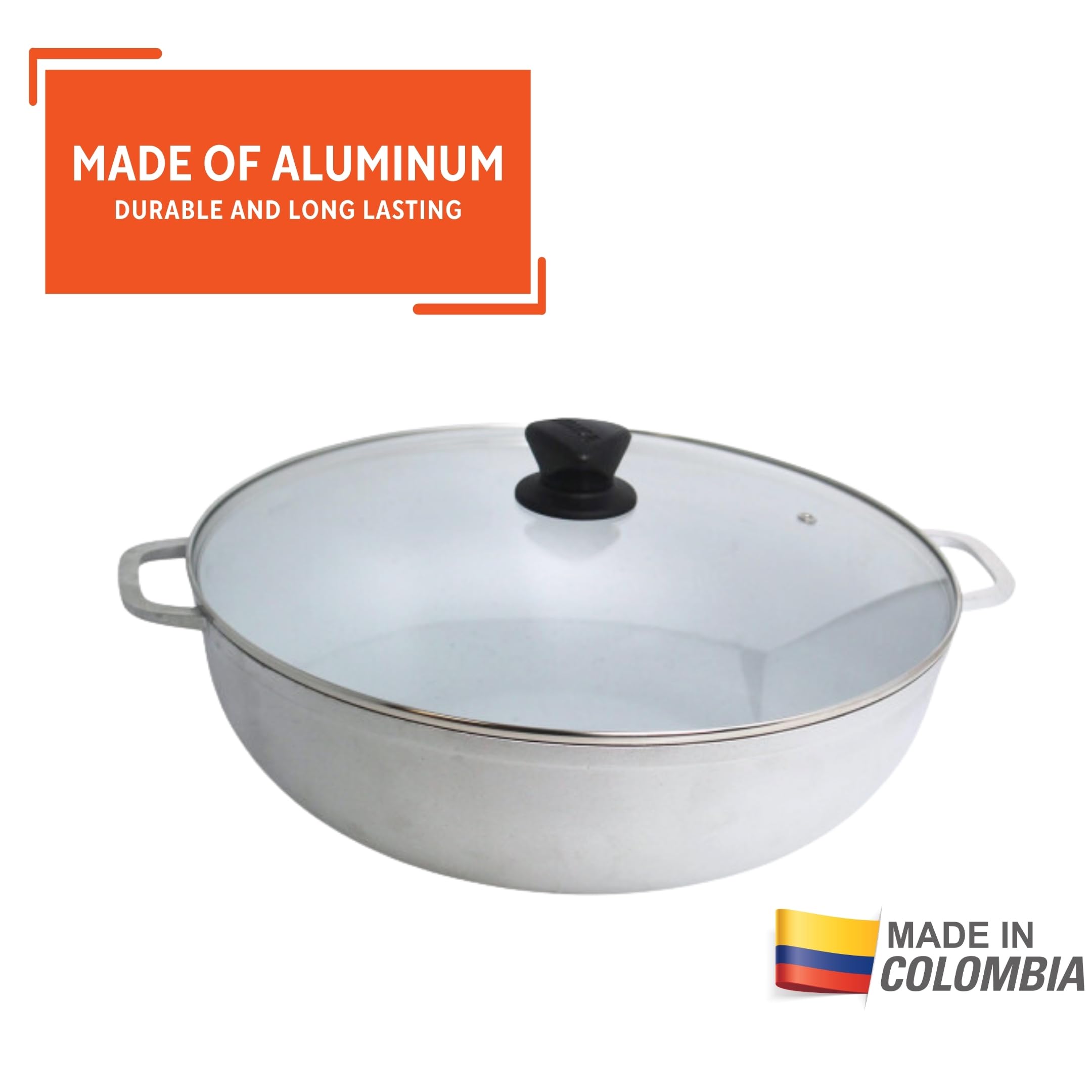 Imusa 11.0Qt Basic Caldero W/Glass Lid - 36Cm