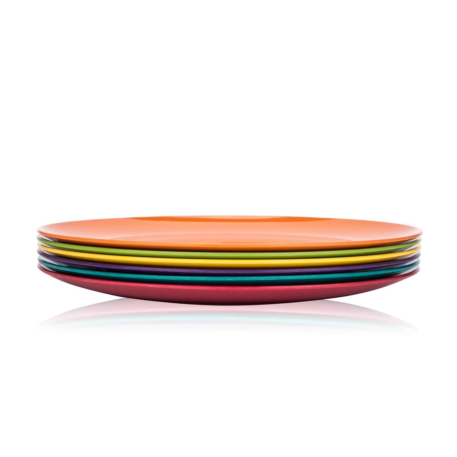 Koxin-Karlu Melamine Plates, 10.5-Inch Dinner Plates Dinnerware Dish, Set Of 6 In 6 Assorted Colors | 100% Melamine, Dishwasher