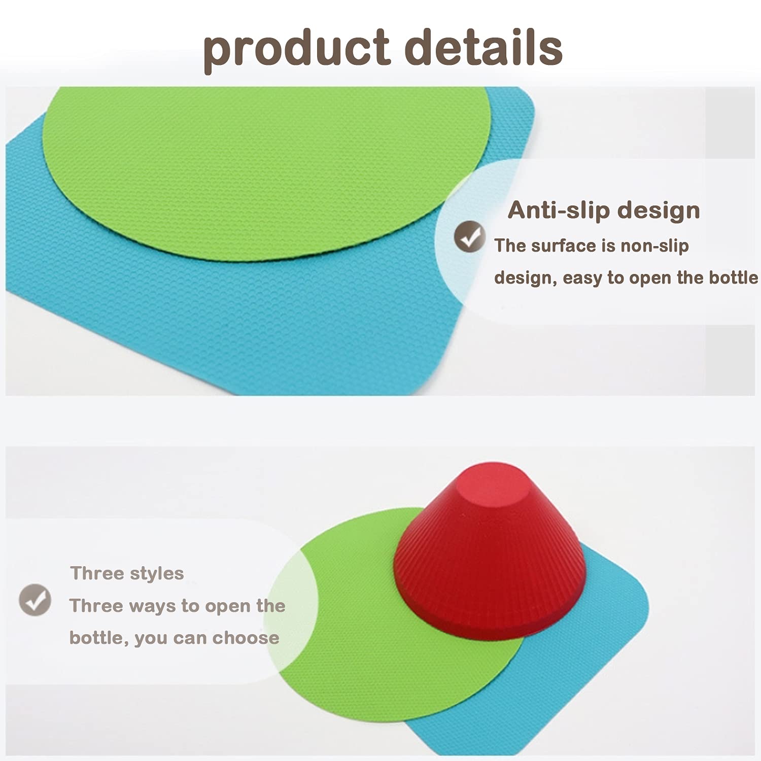 TRLREQ Jar Gripper Set of 3 - Multi-Purpose Reusable Rubber Jar Openers, Small Size, Fits Most Bottles