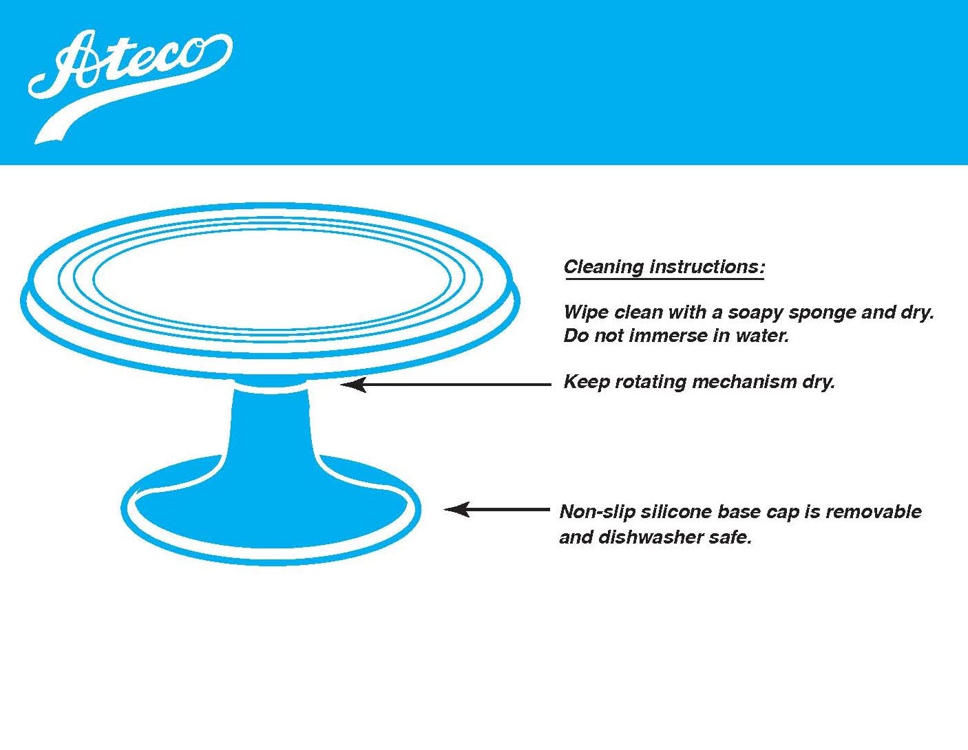 Ateco Revolving Cake Decorating Stand, 615 12'' Round, Aluminum Base, White