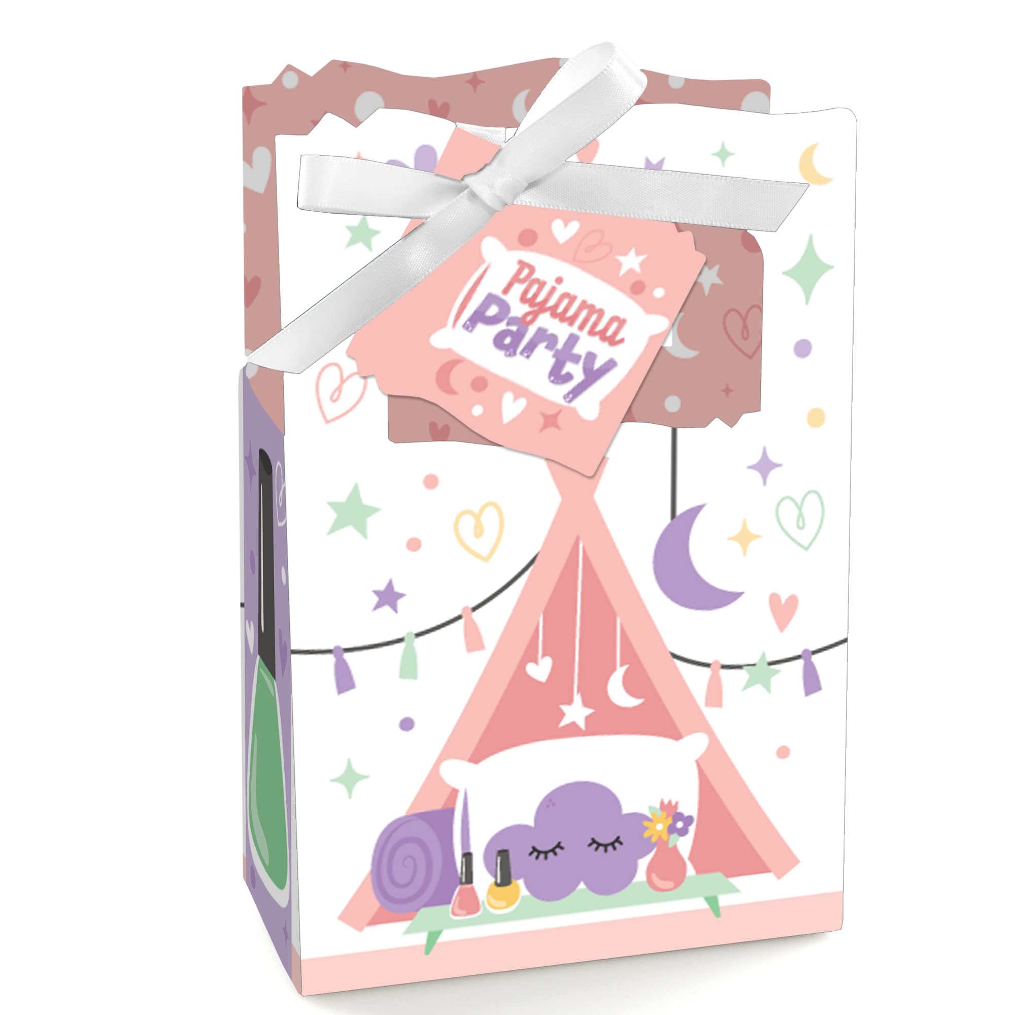 Big Dot Of Happiness Pajama Slumber Party - Girls Sleepover Birthday Party Favor Boxes - Set Of 12