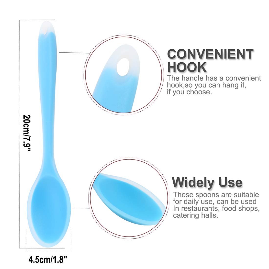 Uxcell Silicone Dinner Spoon Table Spoon Dessert Spoon Utensils For Kitchen Restaurant Blue