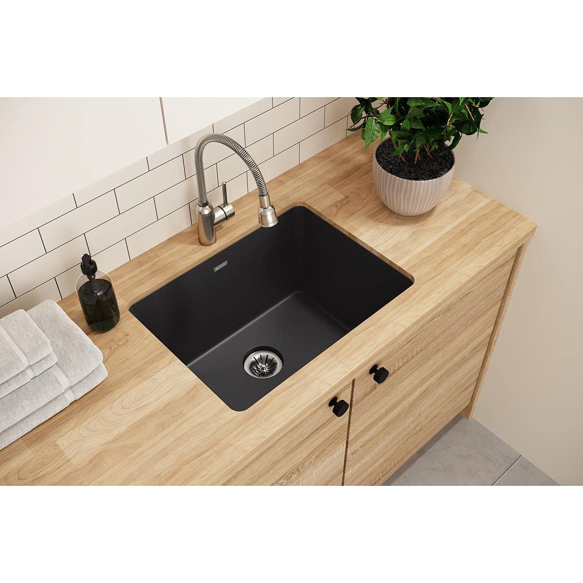 Elkay Quartz Classic 25'' x 18-1/2'' x 11-13/16''  Undermount Laundry Sink with Perfect Drain  Black
