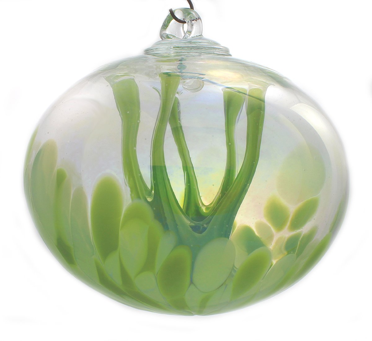 Juju Witch Ball Irish Clover Iridescent 6 Inch by Iron Art Glass Designs