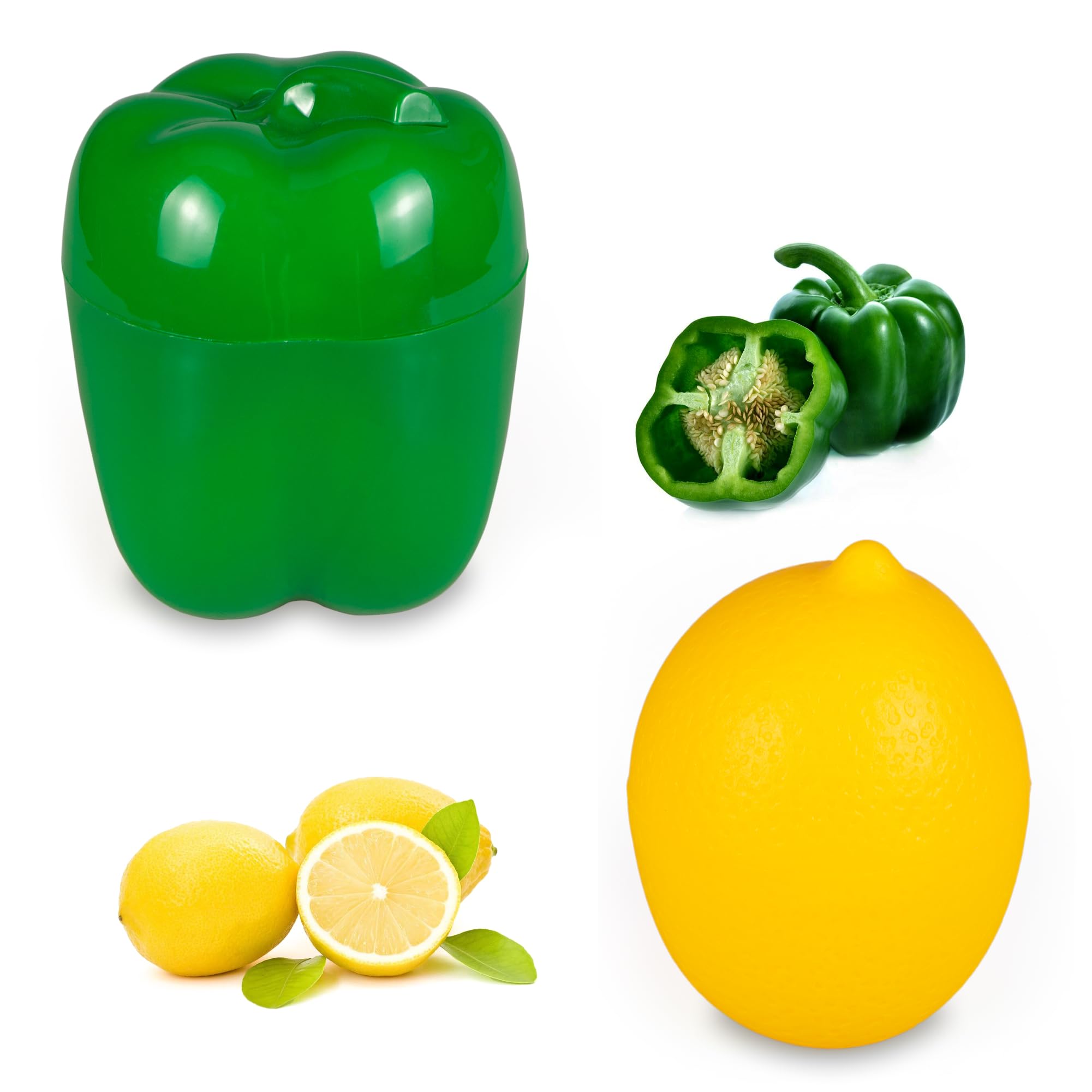 Vegetable and Fruit Storage Containers for Refrigerator, Green Pepper and Lemon Storage, Food Storage Containers with Lids, Pack