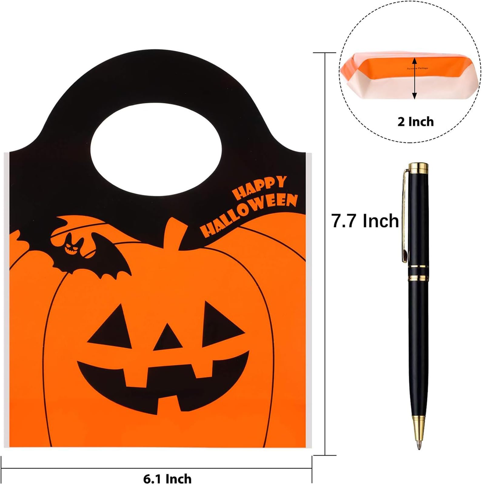 Boao Halloween Tote Bags Jack-O-Lantern Pumpkin Candy Bags Trick Goody Bags For Halloween Party Favors Supplies(50 Pieces)