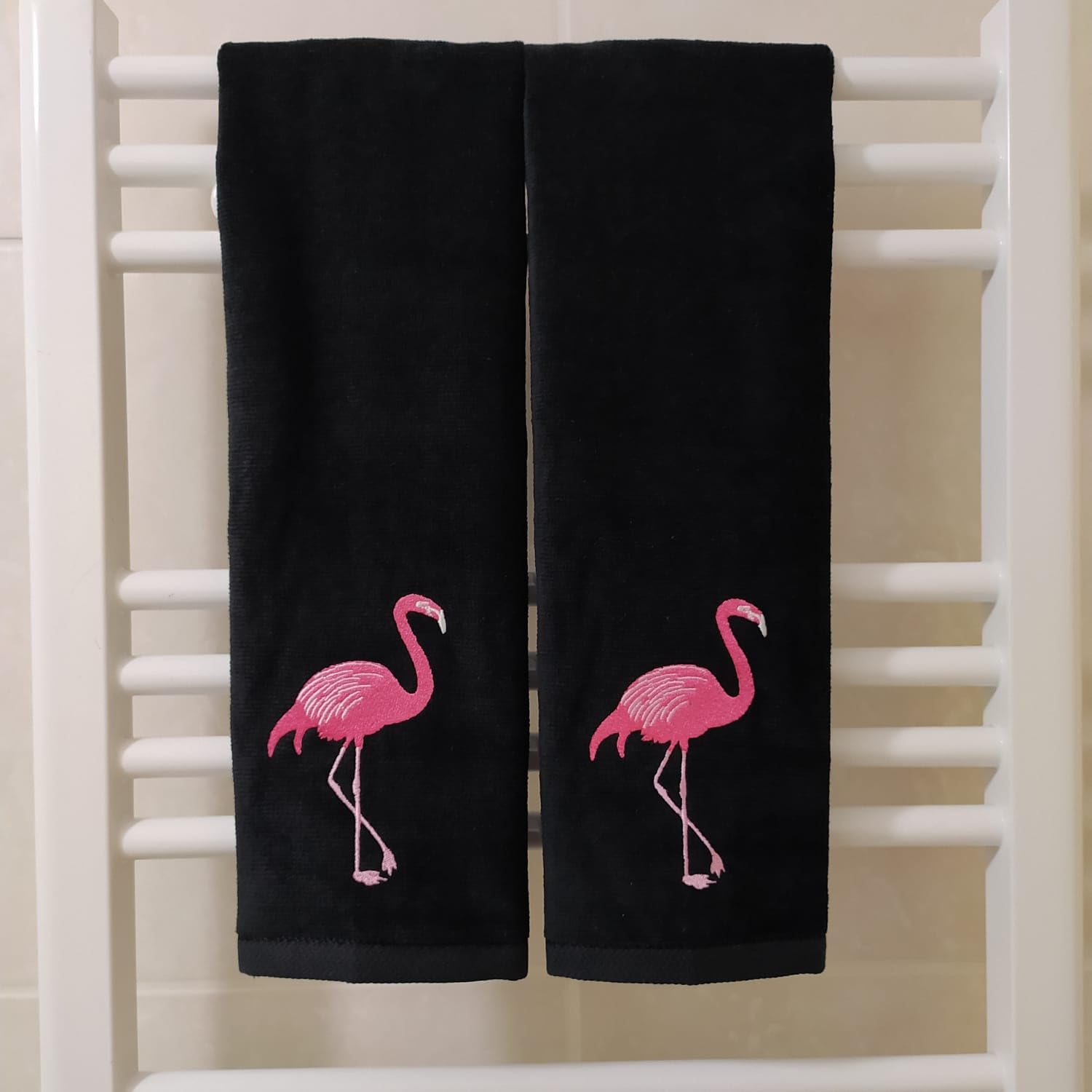 2 Pack Hot Pink Filamingo Hand Towels, 100% Soft Cotton, Basket Stuffers, (12X20 Inches) Decor Hand Towels Gift Packed, Decorati