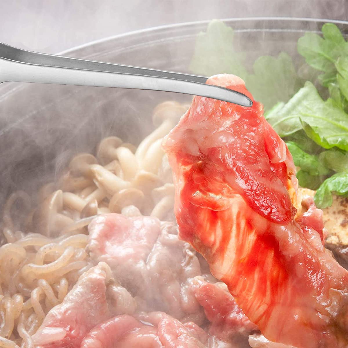 2 Pieces Stainless Steel Grill Tongs For Korean And Japanese Bbq Clean & Convenient Use,Non-Slip Serrated Tips,Ideal For Cooking