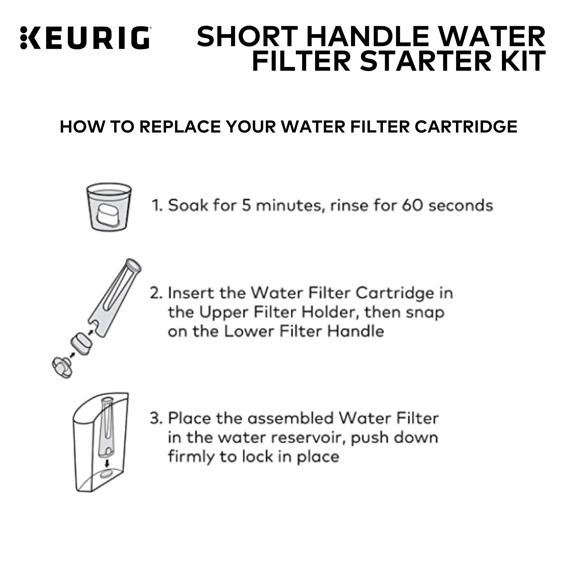 Keurig Short Handle Water Filter Starter Kit - 1 Count, Plastic Material, Model 611247370674