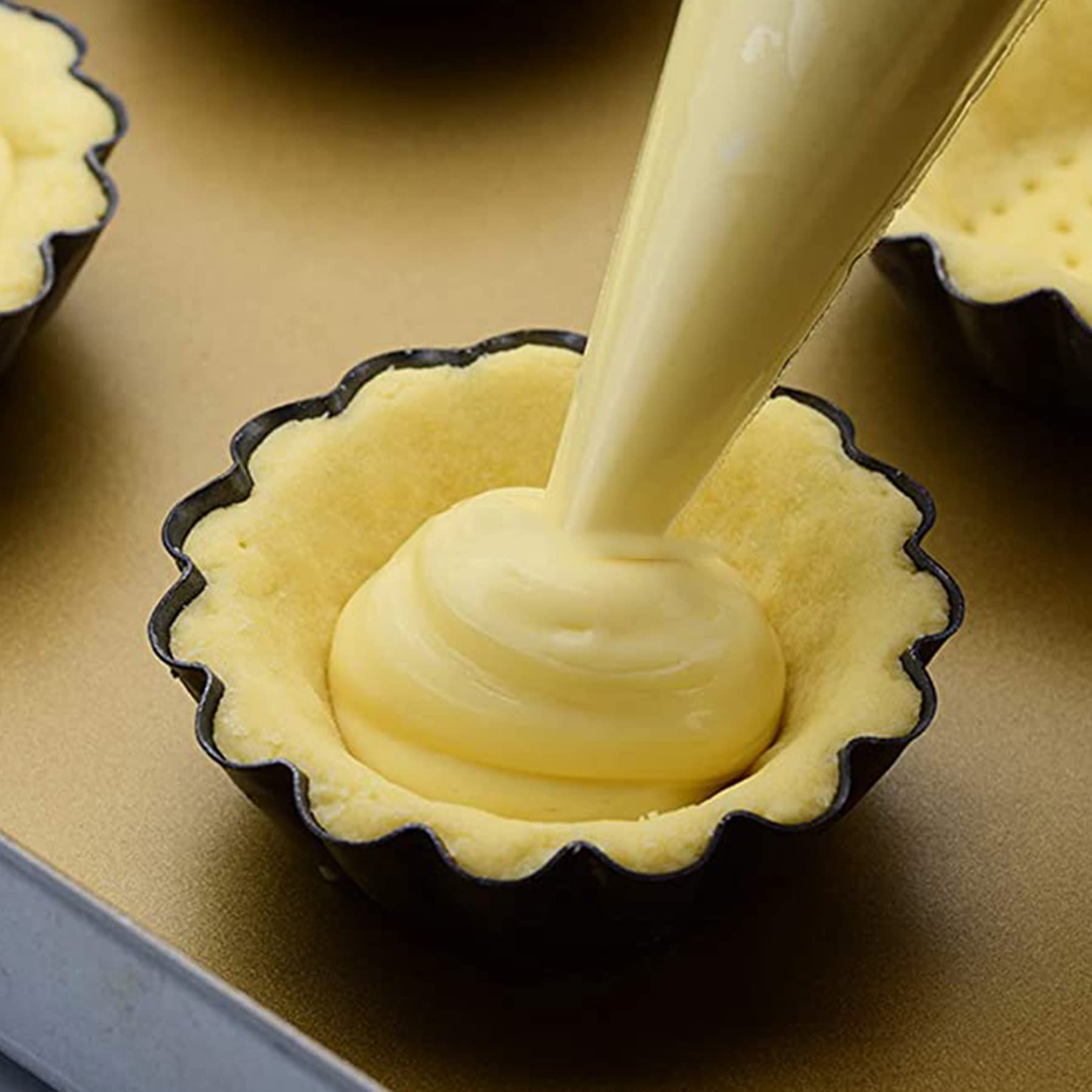Mggi 12 Packs Egg Tart Mold, Size 2.6 X 0.9Inch, Non-Stick Pan Carbon Steel Egg Tart Molds, Mini Pie Mould, For Pies, Chinese Eg