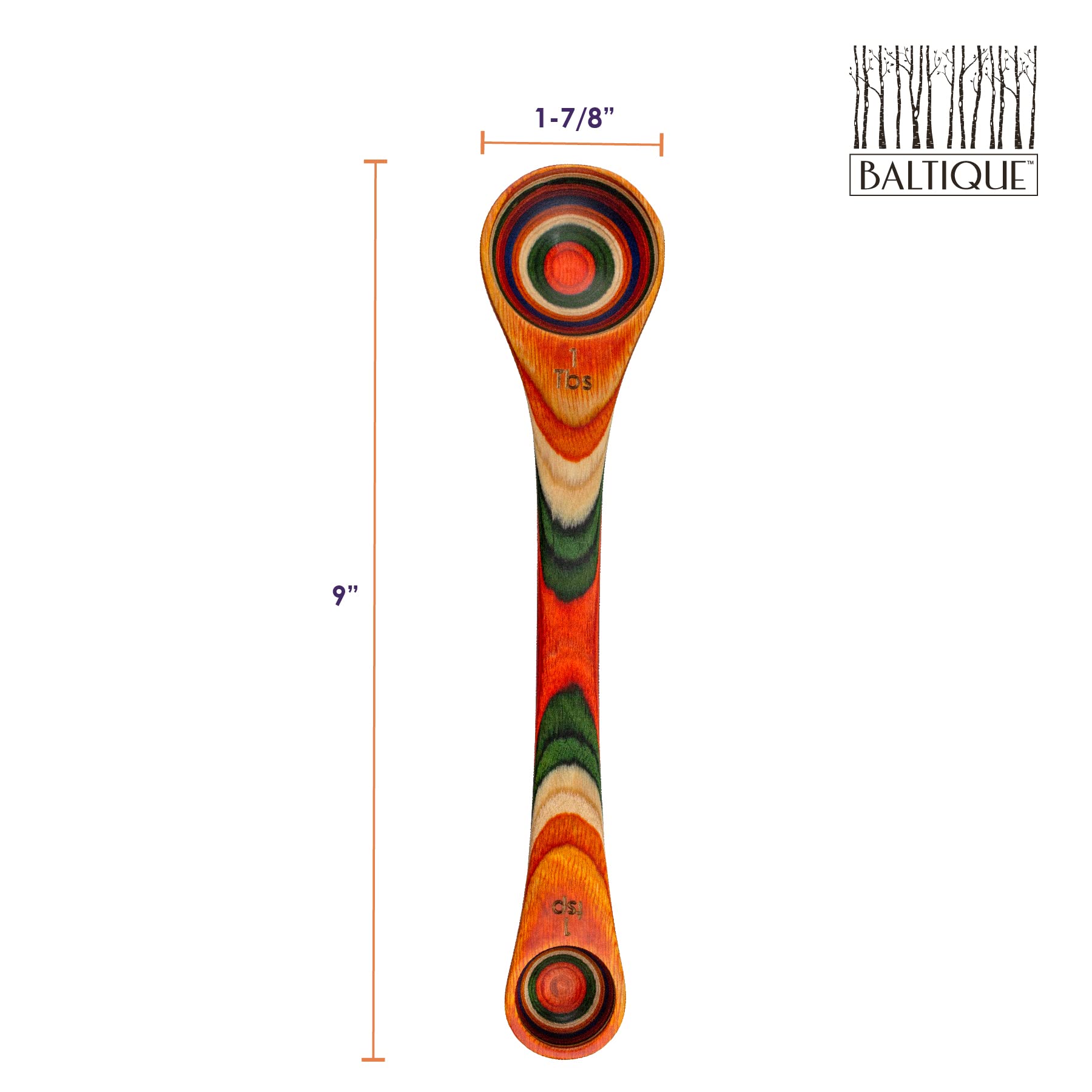 Baltique Marrakesh Collection 2 In 1 Wooden Measuring Spoon With Tablespoon And Teaspoon Measurements