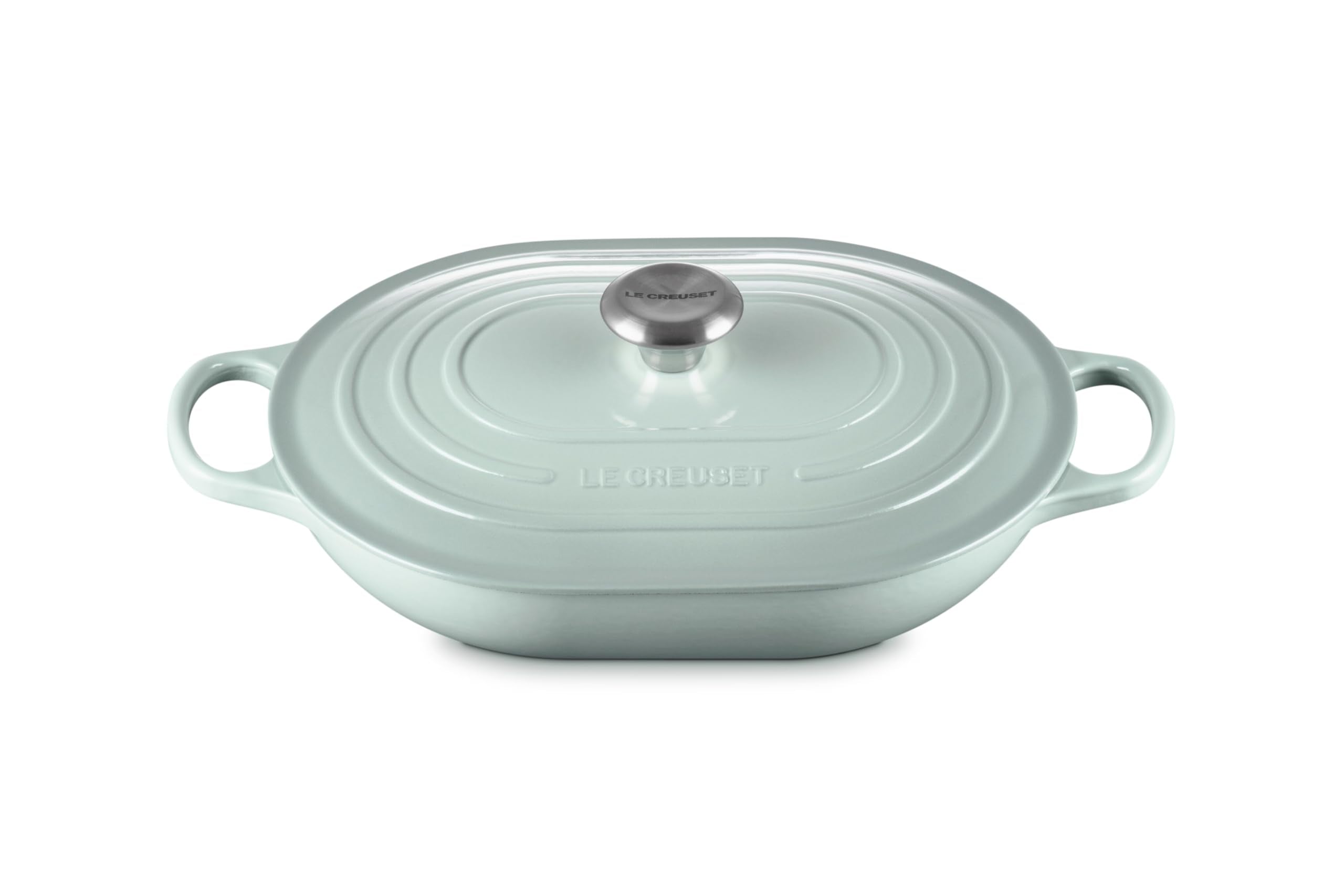 Le Creuset Enameled Cast Iron Signature Oval Casserole with Lid, 3.75 qt., Sea Salt
