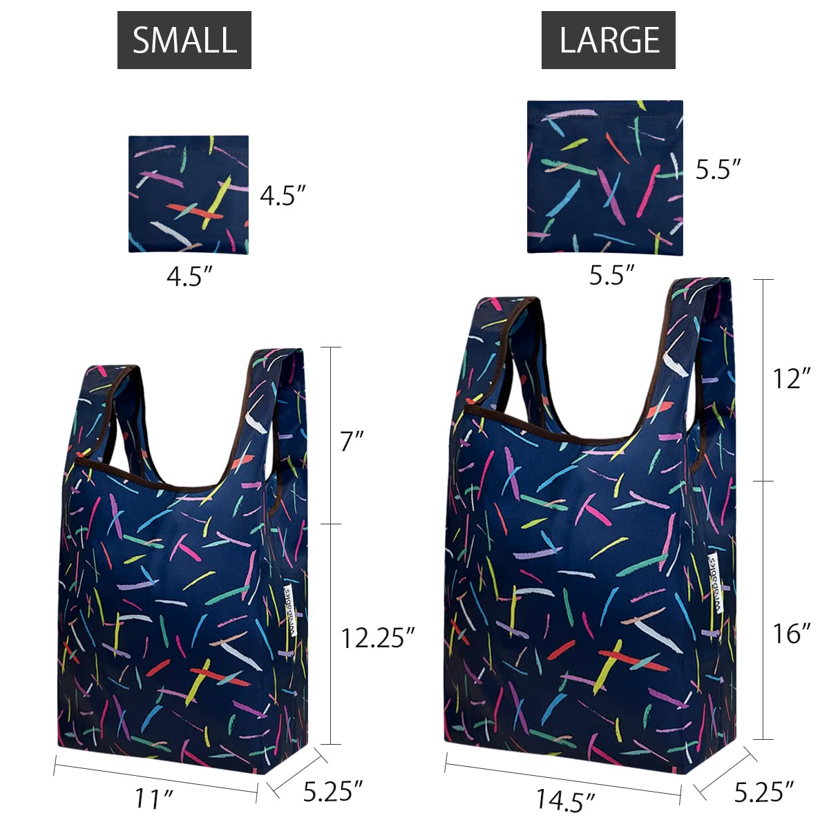 Wrapables Jolibag Collection Reusable Shopping Bag (Set Of 2), Confetti