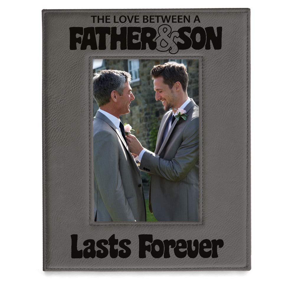 KATE POSH The Love Between a Father & Son is Forever Engraved Leather Picture Frame, Father of The Groom, Best Dad Ever, First F
