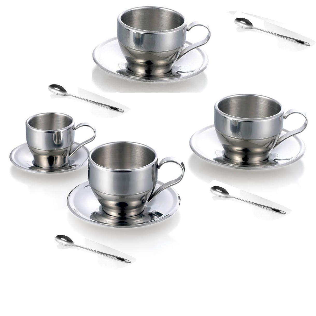 Jasni Stainless Steel Coffee Cup Coffee Mugs Espresso Cups And Great Cappuccino Cups With Spoon And Saucer Gift Idea For Coffee