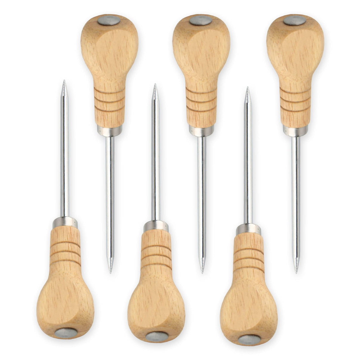 Yzurbu 6Pcs Ice Pick For Breaking Ice, Stainless Steel Ice Pick Tool With Safety Wooden Handle For Kitchen