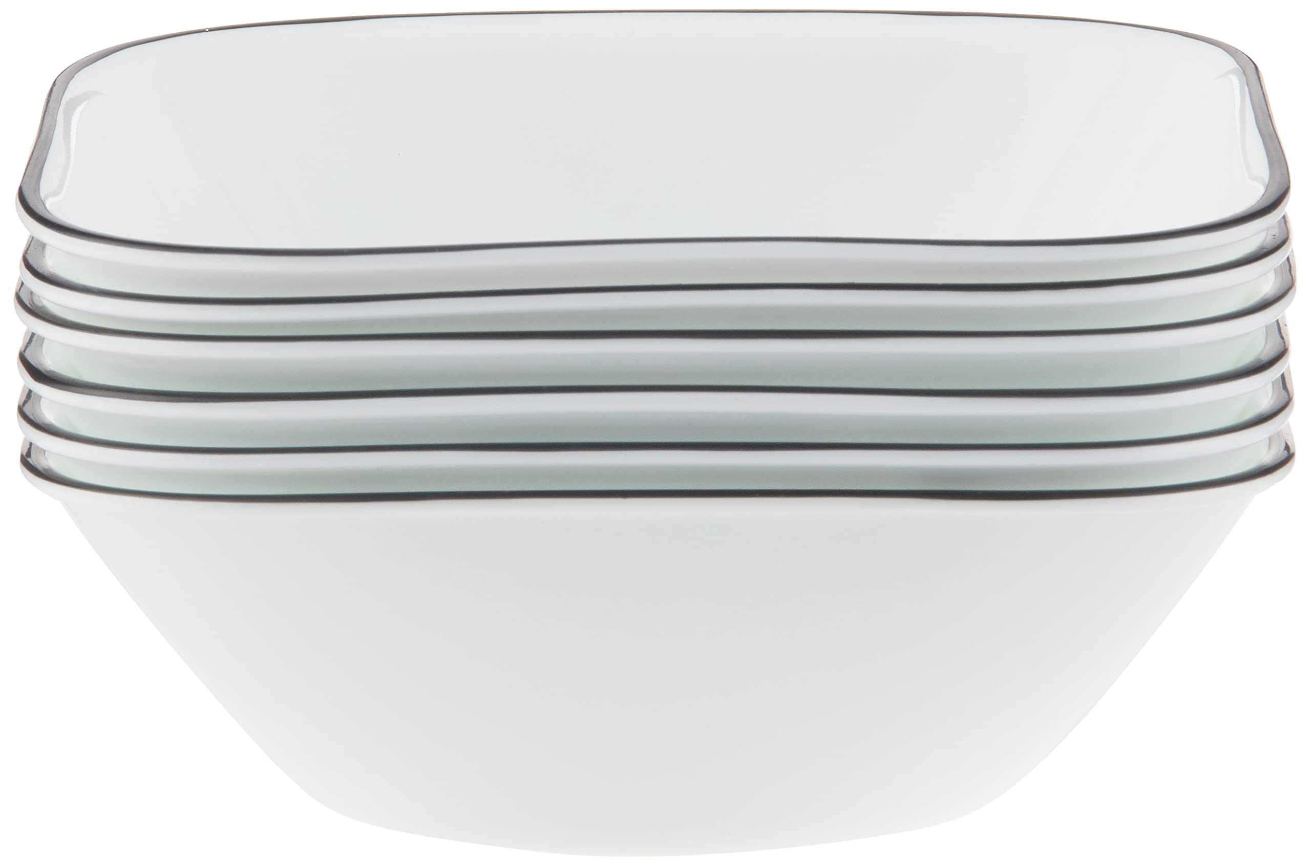 Corelle Vitrelle 6Piece (22Oz) Cereal Soup Bowls, Triple Layer Glass and Chip Resistant, Lightweight Square Dinnerware Bowl Se