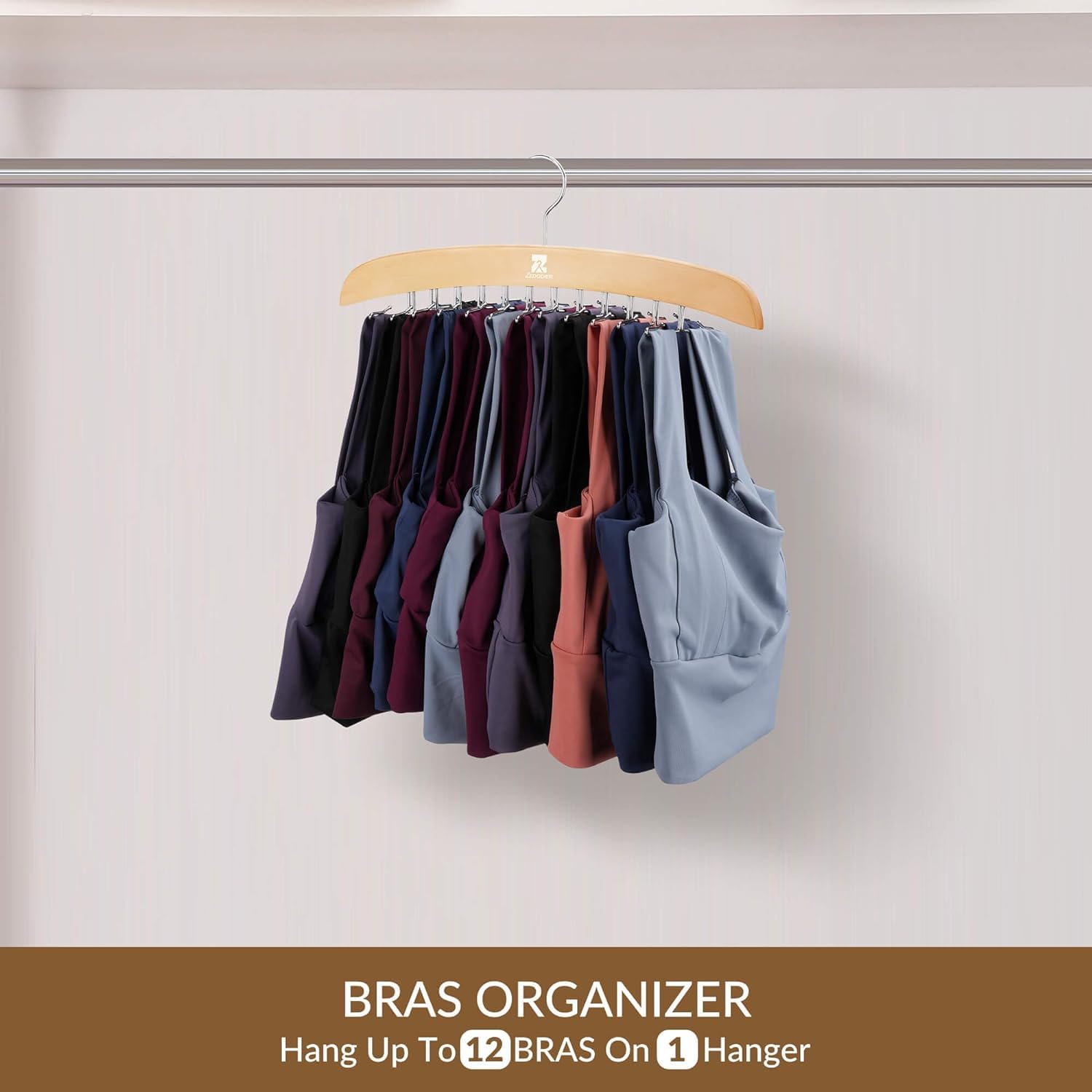 Zedodier Tank Top Hangers, 2 Pack Bra Organizer For Closet, 24 Storage Capacity, Non-Slip Hanging Tie Holder Closet Organizer An