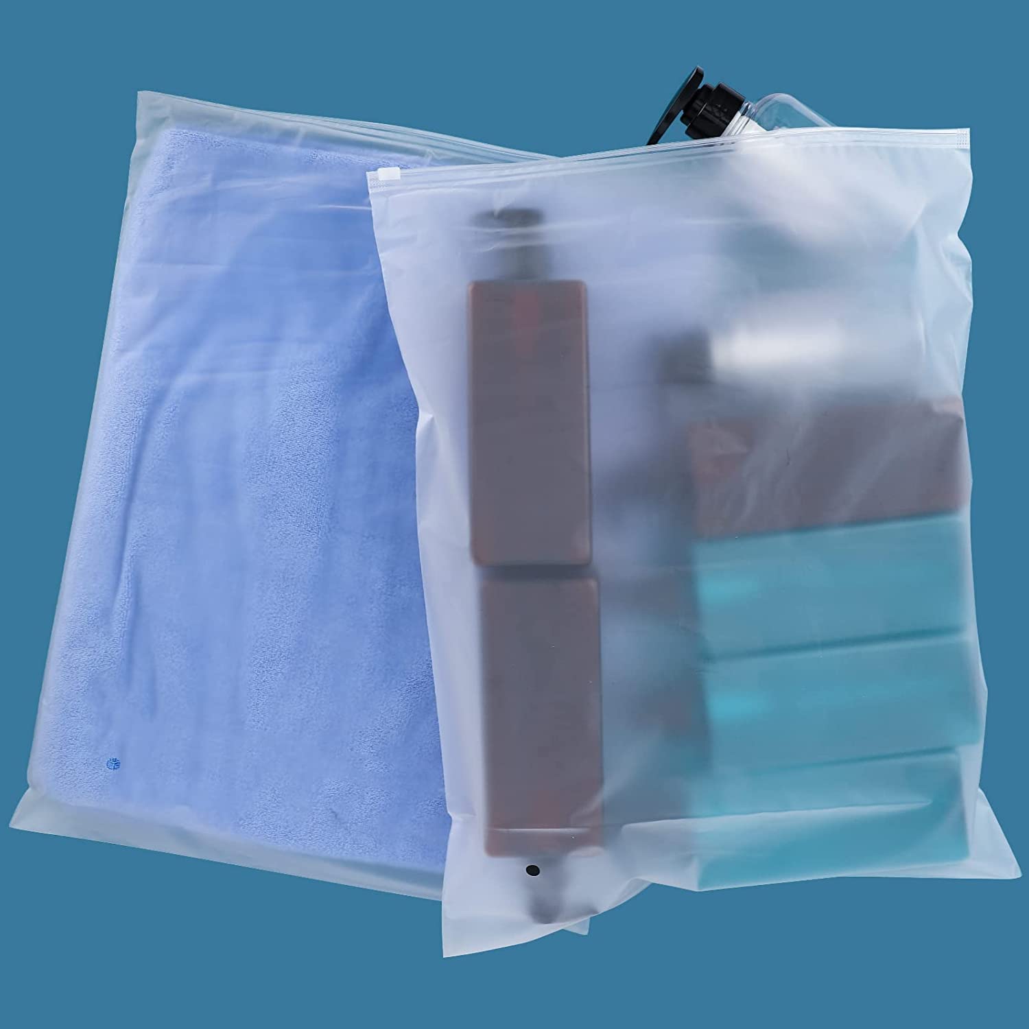 ENPOINT Frosted Zipper Poly Bags, 50PCS 14x16 inch Plastic Bags for Clothes Tshirt Packing, Shipping Zip Bag for Sweater, Skirt,