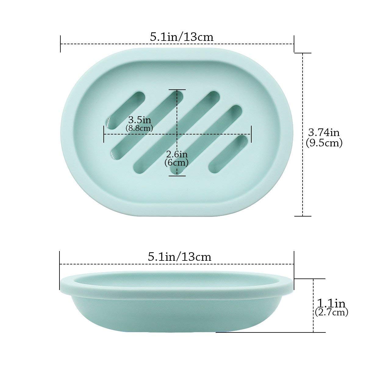 Topsky 2-Pack Soap Dish With Drain, Soap Holder, Soap Saver, Easy Cleaning, Dry, Stop Mushy Soap (Green)