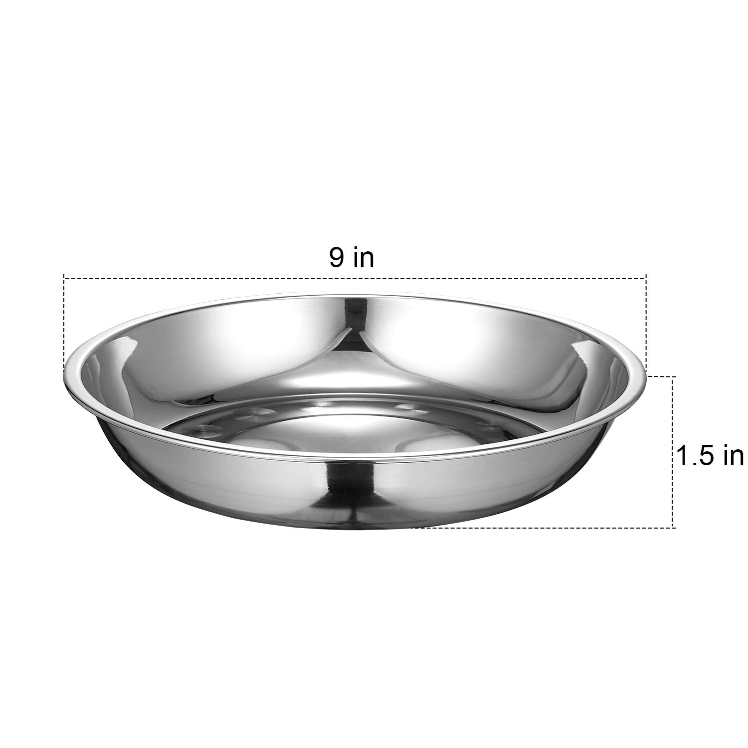 Eslite 6-Piece 18/10 Stainless Steel Round Plates,Dinner Plate Dish,9-Inch