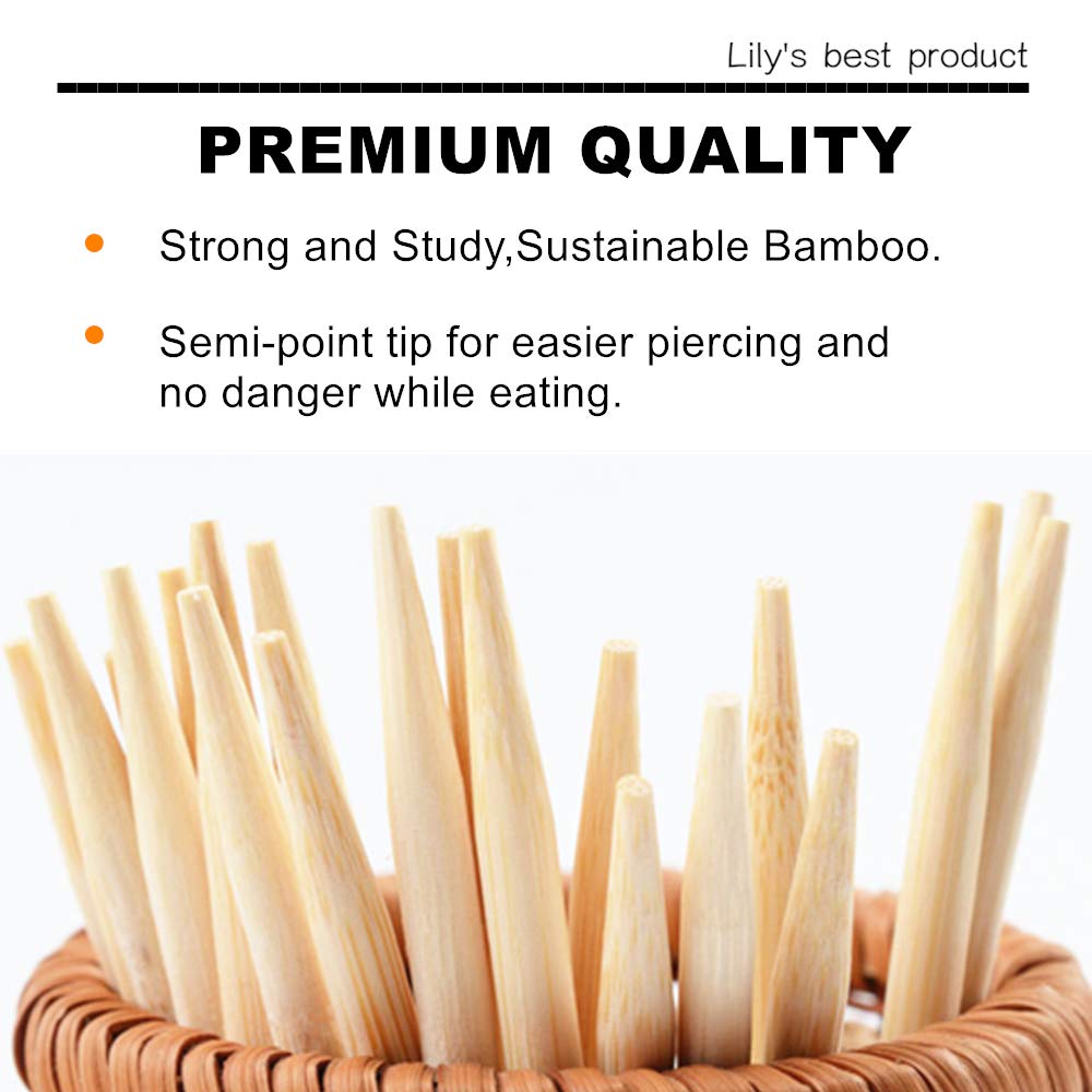 Hopelf 7 Inch Semi Point Bamboo Skewers - 5Mm Thick Natural Bamboo Sticks For Bbq Caramel,Candy Apple Sticks, Corn Dog,Corn Cob,