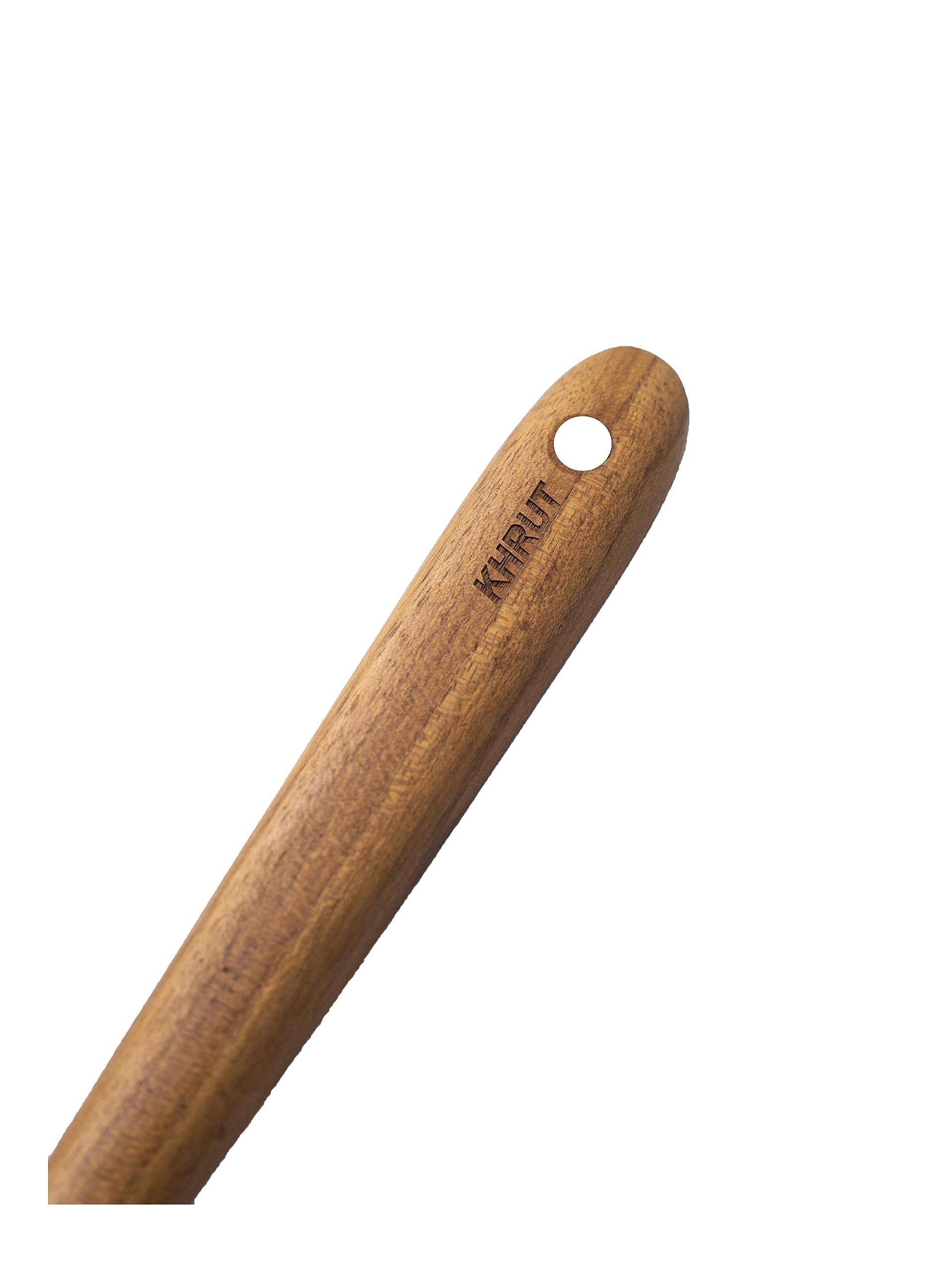 Khrut, Teak Wood Cooking Spoon, 13.5 Inch Long, Teak Wooden Utensils, Cooking Spoon, Long Handle Spoon For Cooking, Natural Teak