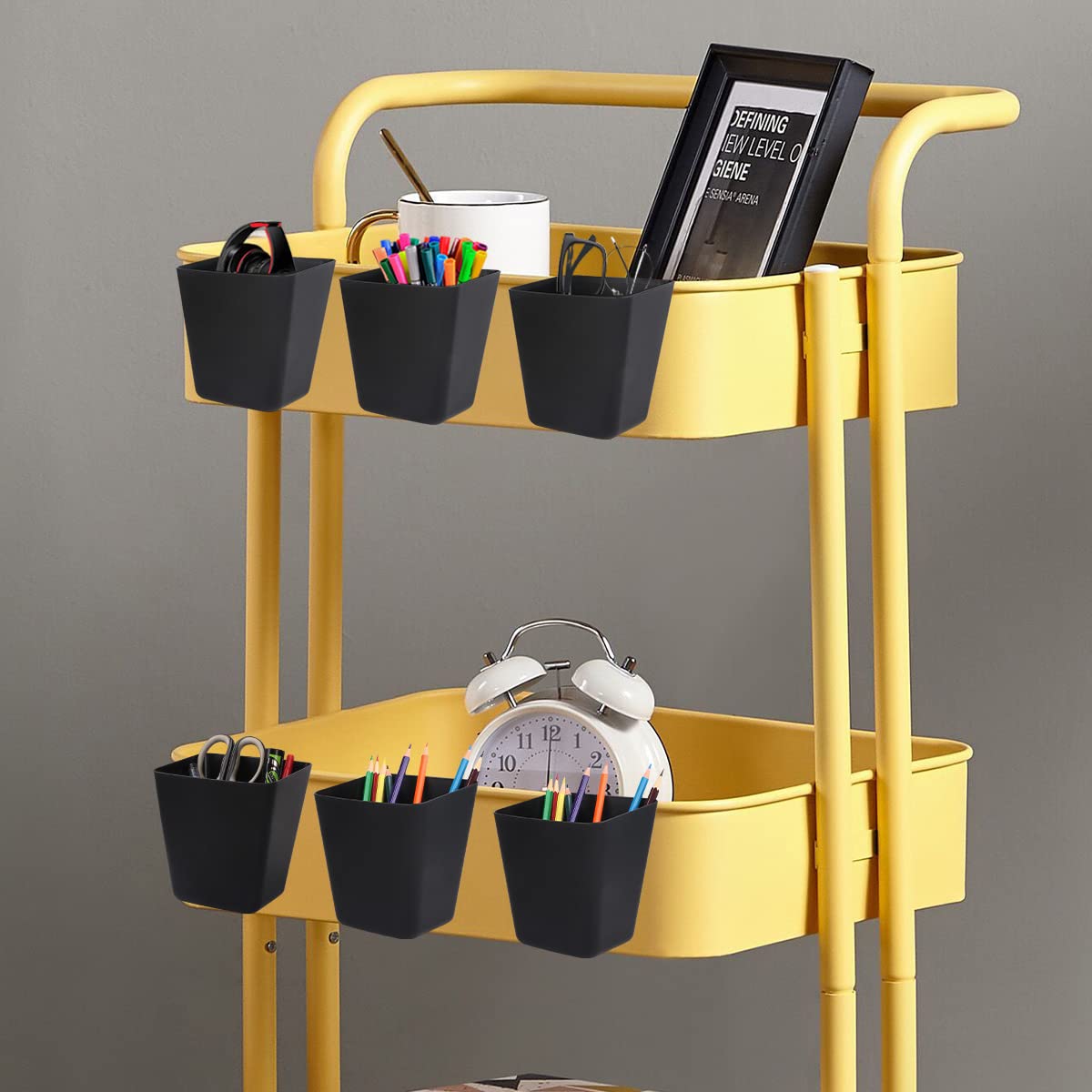 Fvstar 8Pcs Hanging Cup Holder,Utility Rolling Cart Organizer Accessories,Hanging Makeup Pencil Holder,Space Saving Kitchen Stor
