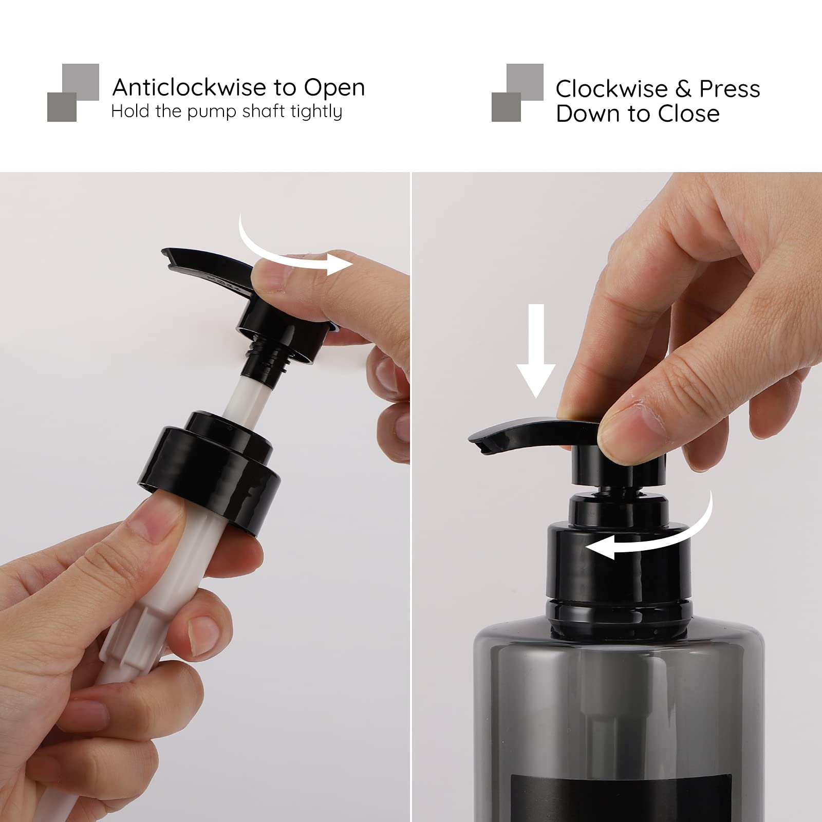 Refillable Shampoo Bottles, Segbeauty 16.9Oz Shampoo Dispenser, 3Pcs 500Ml Empty Plastic Pump Bottle For Shower, Labeled Grey La