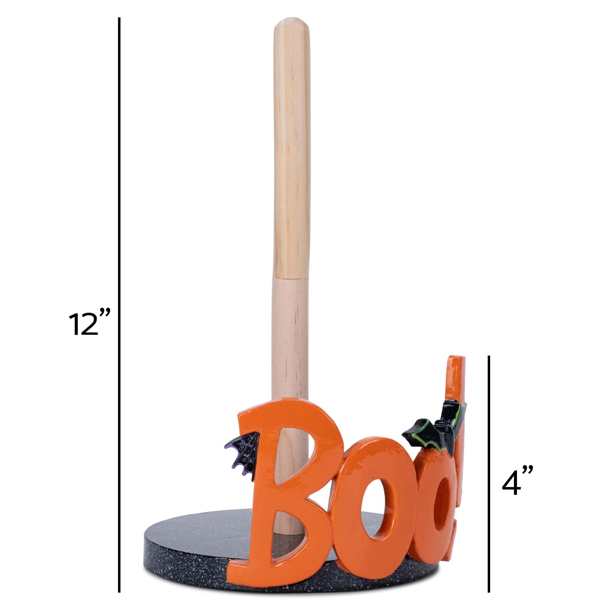 Elanze Designs Boo Bat 12 Inch Resin And Wood Halloween Paper Towel Holder