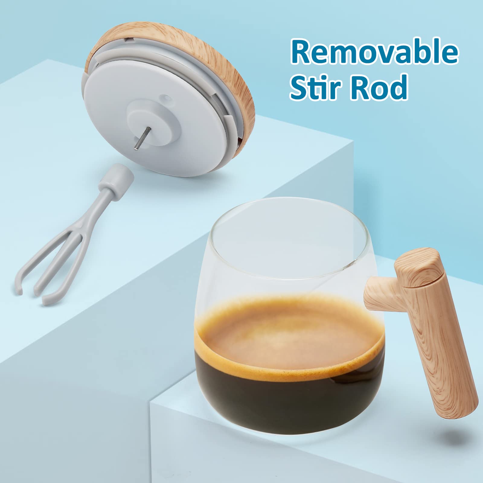 Valinks Self Stirring Coffee Mug, Glass Electric Self Mixing Cup With Lid & Handle, 400Ml Auto Self Stirring Cup To Stir Coffee,