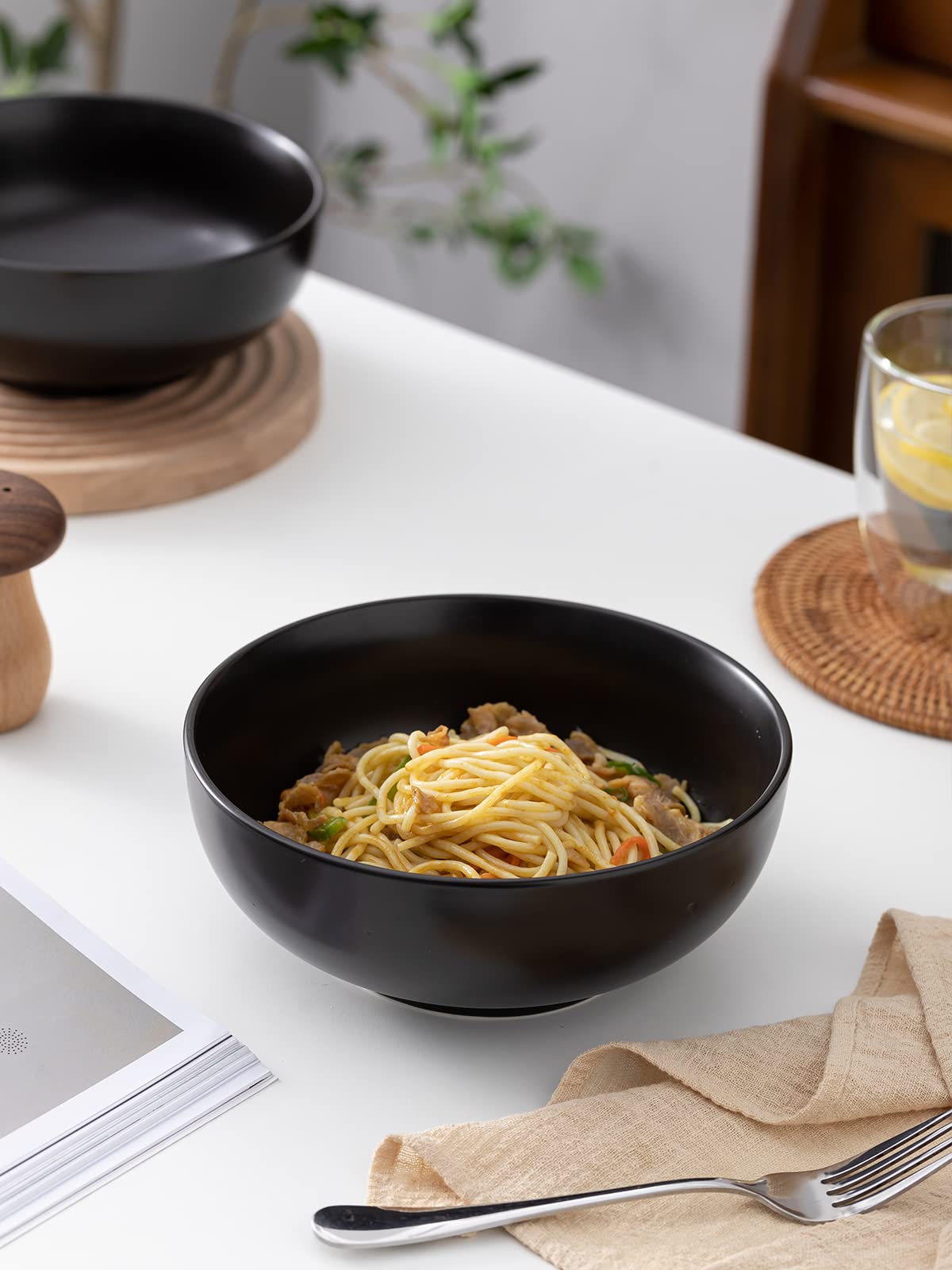 Kanwone Large Serving Bowls - 55 Ounce, Porcelain Salad Bowls, Pasta, Soup Bowls, Set Of 2, Serving Dishes For Entertaining, Mic