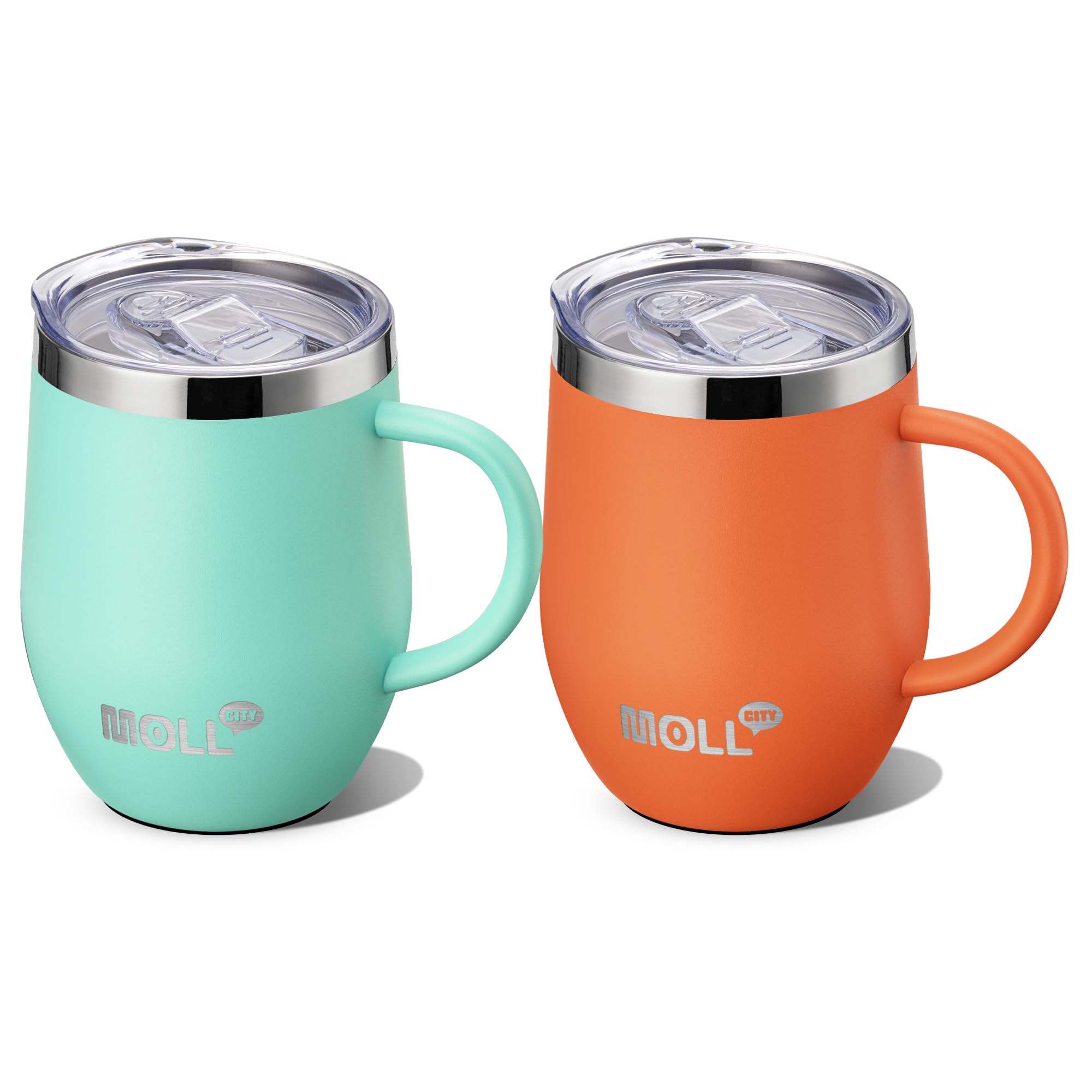 Mollcity 12 oz Tumbler with Handle and Straw, Orange