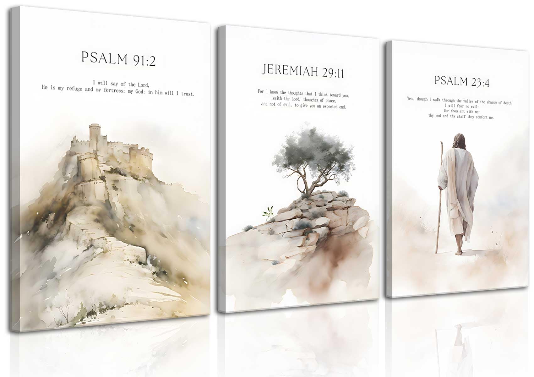 3Pcs Framed Jesus Wall Art Christian Bible Verse Canvas Posters Prints Minimalist Bible Stories Scripture Wall Decor Pictures Re