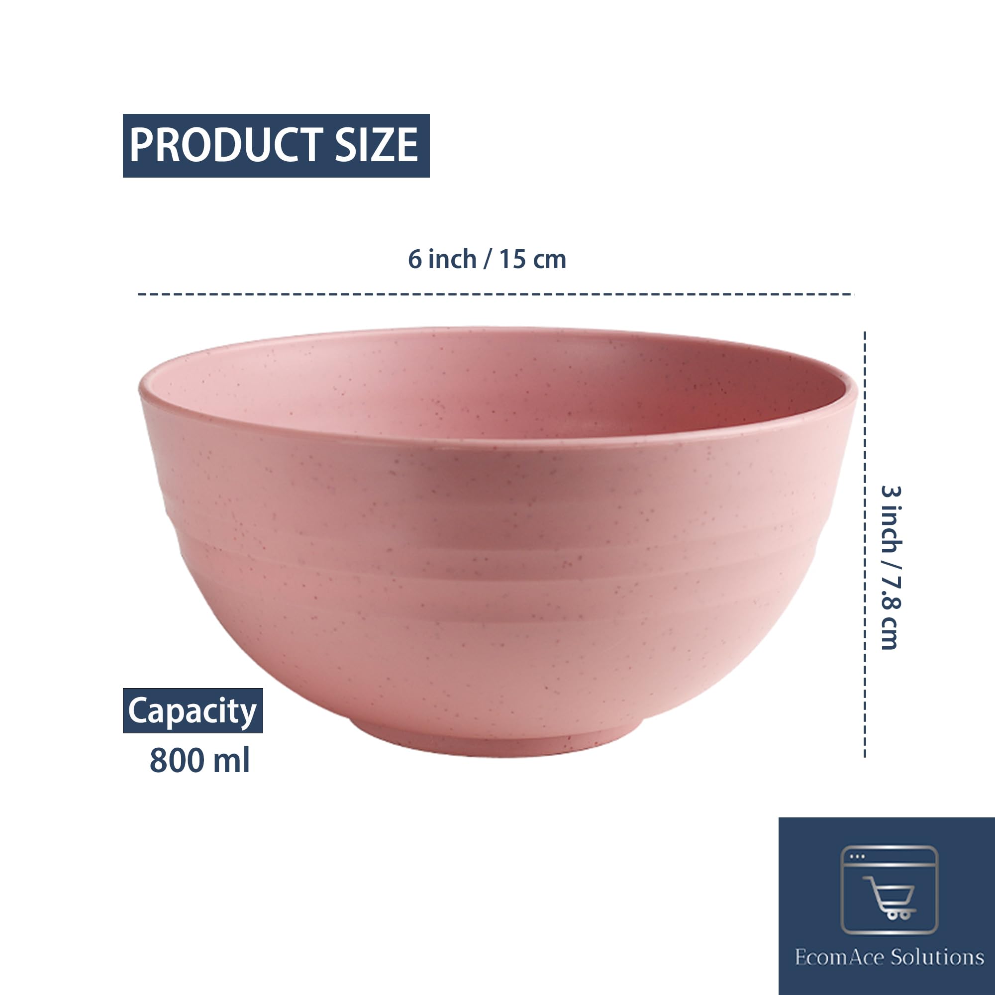 Ecomace Unbreakable Bowls For Kids & Elders - Wheat Straw Bowls | Microwave-Safe Bowls For Heating Food | Cereal Bowl For Salad,