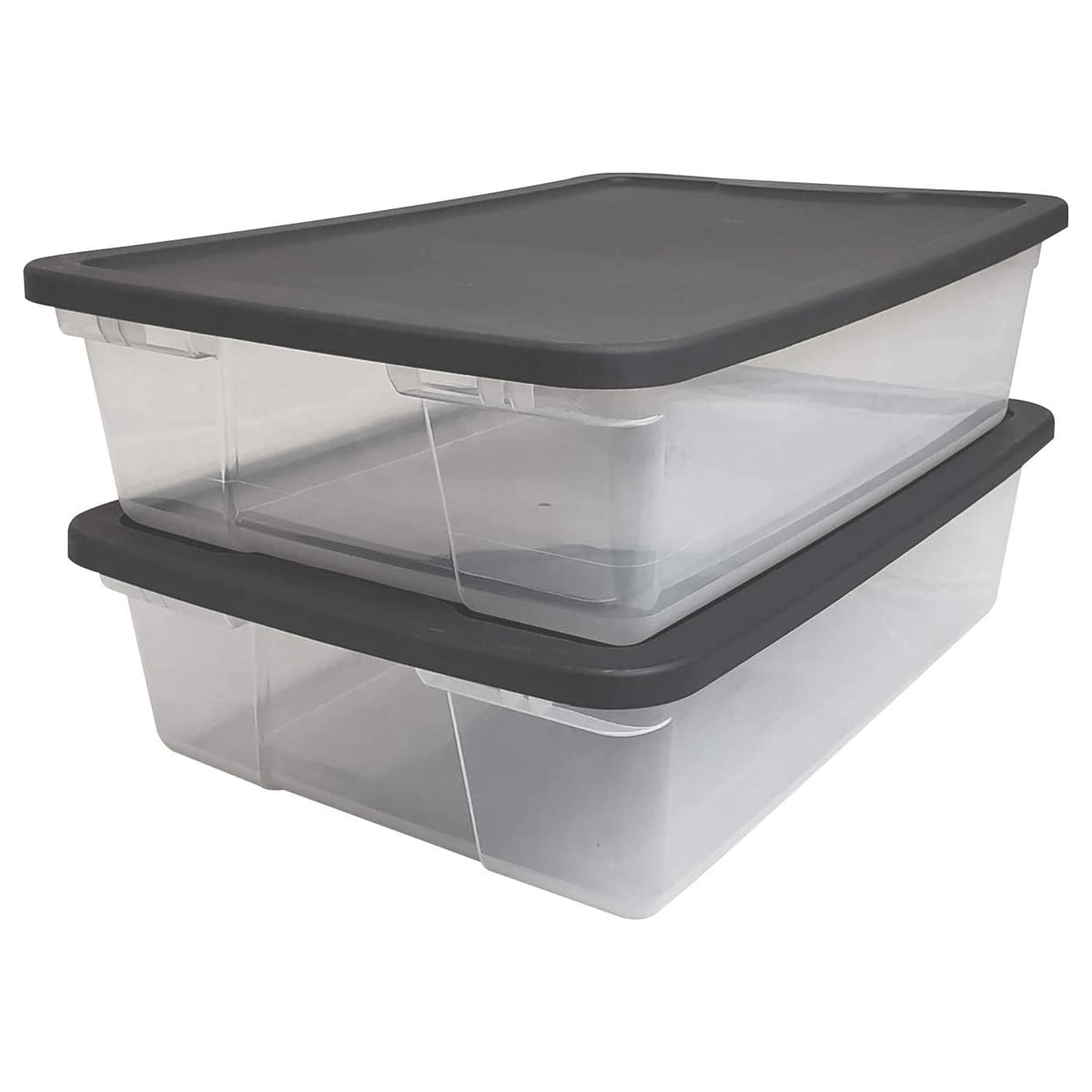 Homz Snaplock Multipurpose 28 Quart Clear Stackable Storage Container Bins With Tight Seal Lids For Indoor Home Organization, (2