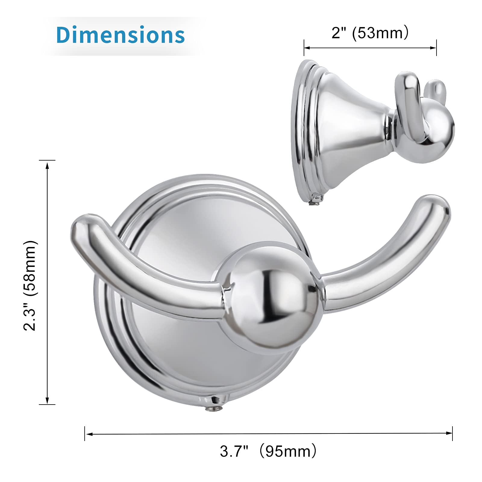 Filta Bathroom Towel Hooks, Polished Chrome Robe & Towel Hooks For Bathroom Wall Mounted, Traditional Bathroom Towel And Robe Wa