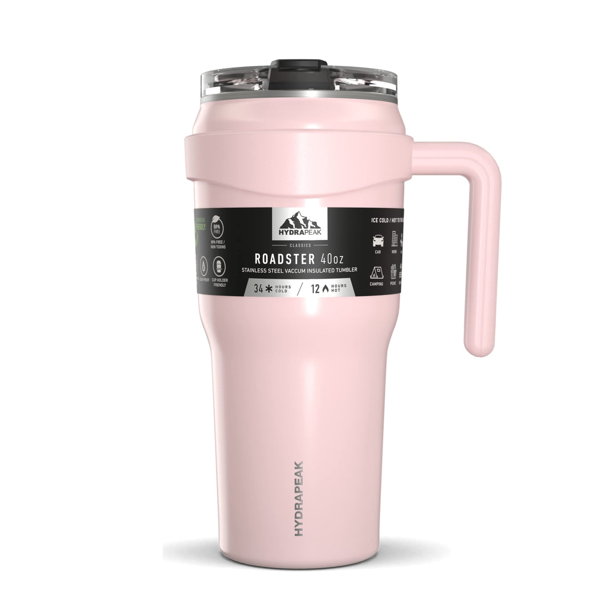 Hydrapeak Roadster 40Oz Stainless Steel Tumbler Double Wall Vacuum Insulated Water Bottle With Handle And 2 In 1 Straw Lid (Seas